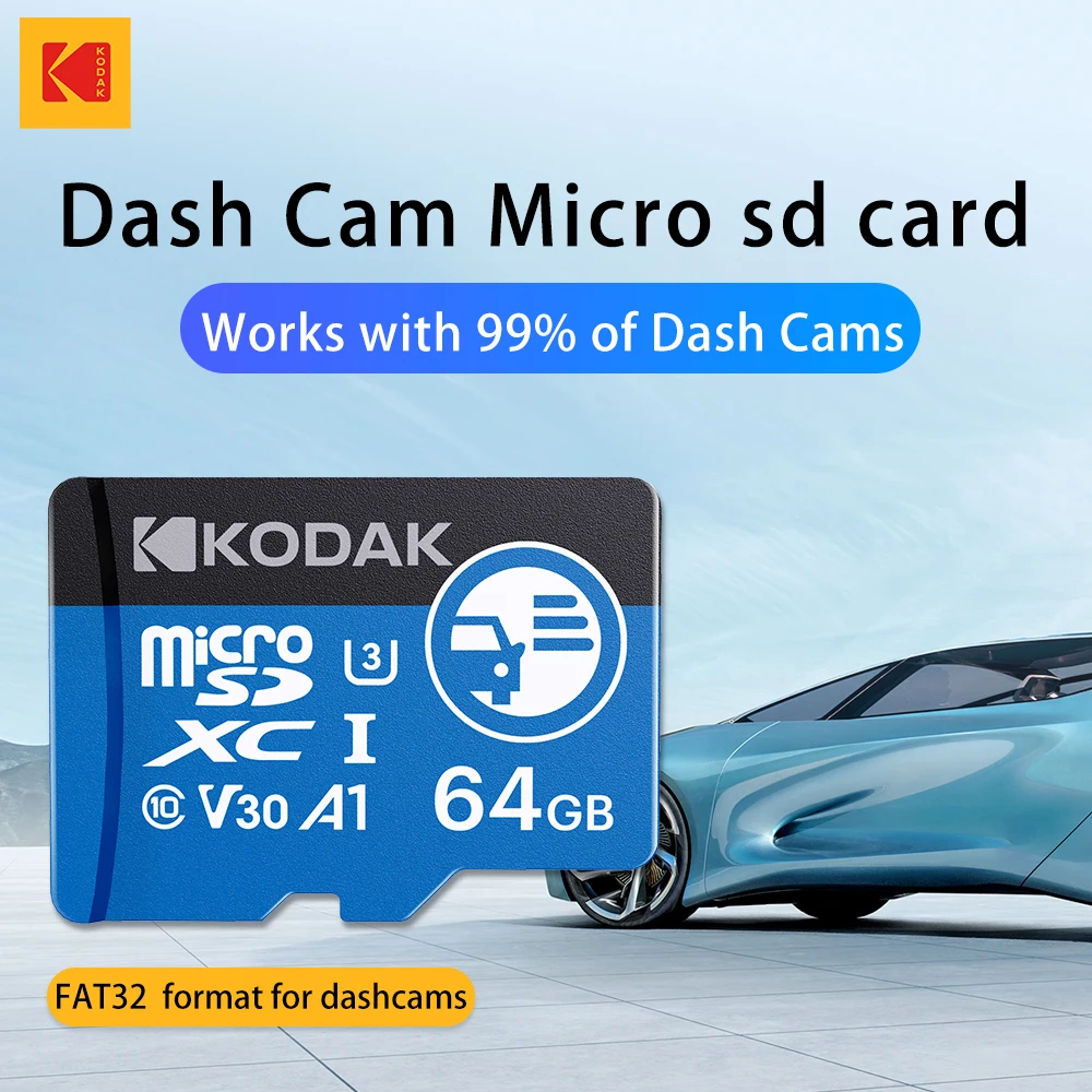 Kodak High Endurance MicroSD-Karte für Dashcam-Speicherkarte, 7/24 Loop-Aufnahme, SD-Karte, unterstützt FAT32-Format U3 V30, 100 Mbit/s