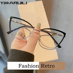 YIMARUILI Fashion Ultra Light Alloy TR90 Optical Spectacle Frame Retro Trendy Prescription Women's Cat Eye Eyeglasses Frame TR30
