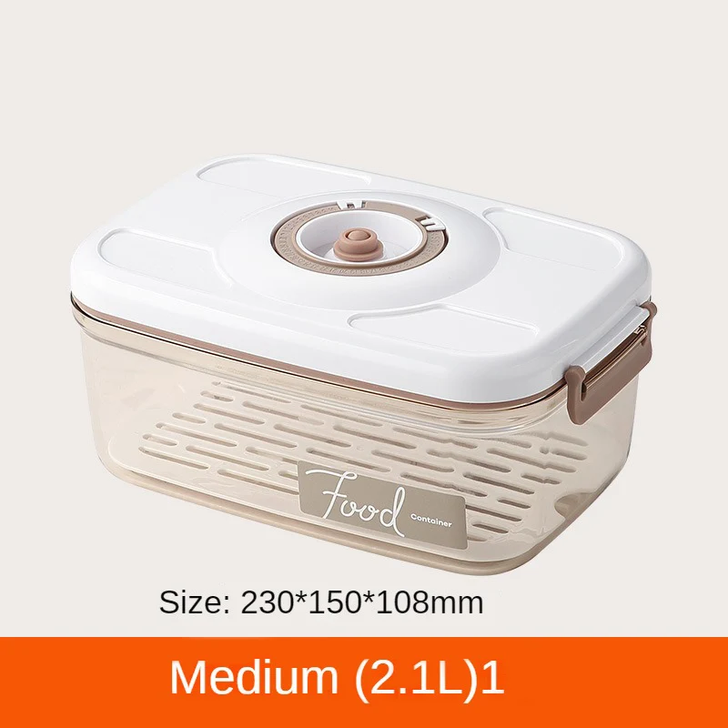 Kitchen Large Capacity Food Storage Container Vacuum Storage Box with Drain Net Food Dispenser Transparent Sealed Tank Organizer