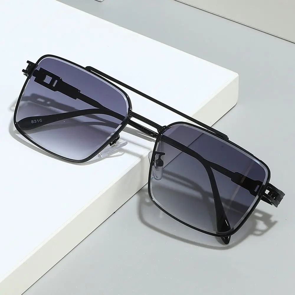 

Vintage Double Bridge Cut-Edge Sunglasses UV Protection Luxury Metal Shades Gradient Lens Sun Glasses for Men and Women