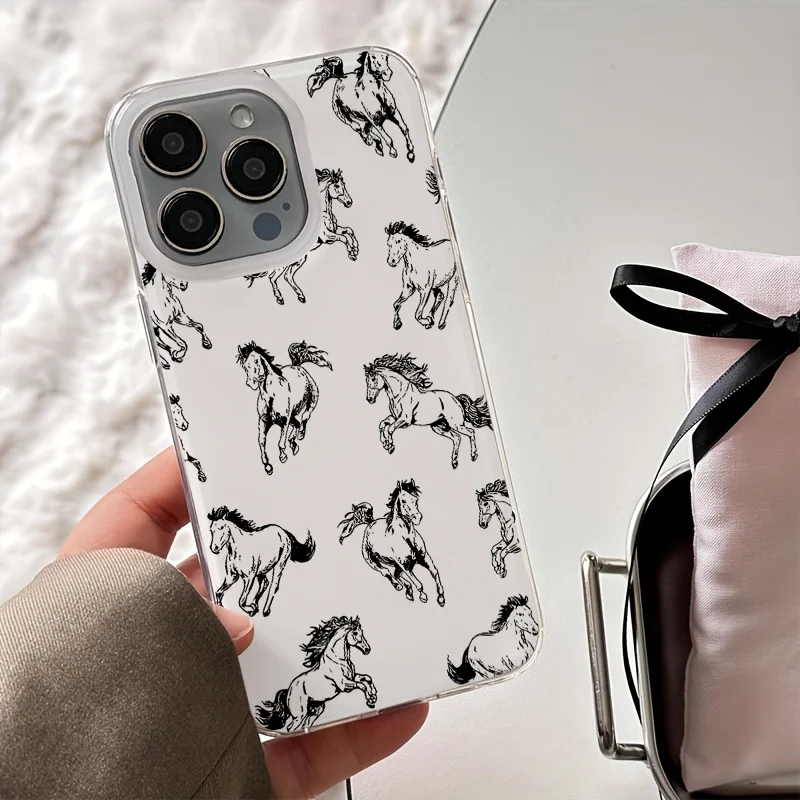 Clear Phone Case For Samsung Galaxy S24 S26 S25 Plus S23 Ultra A56 A55 A57 A37 A07 A06 A17 A27 Shockproof Ink Wash Horse Cover