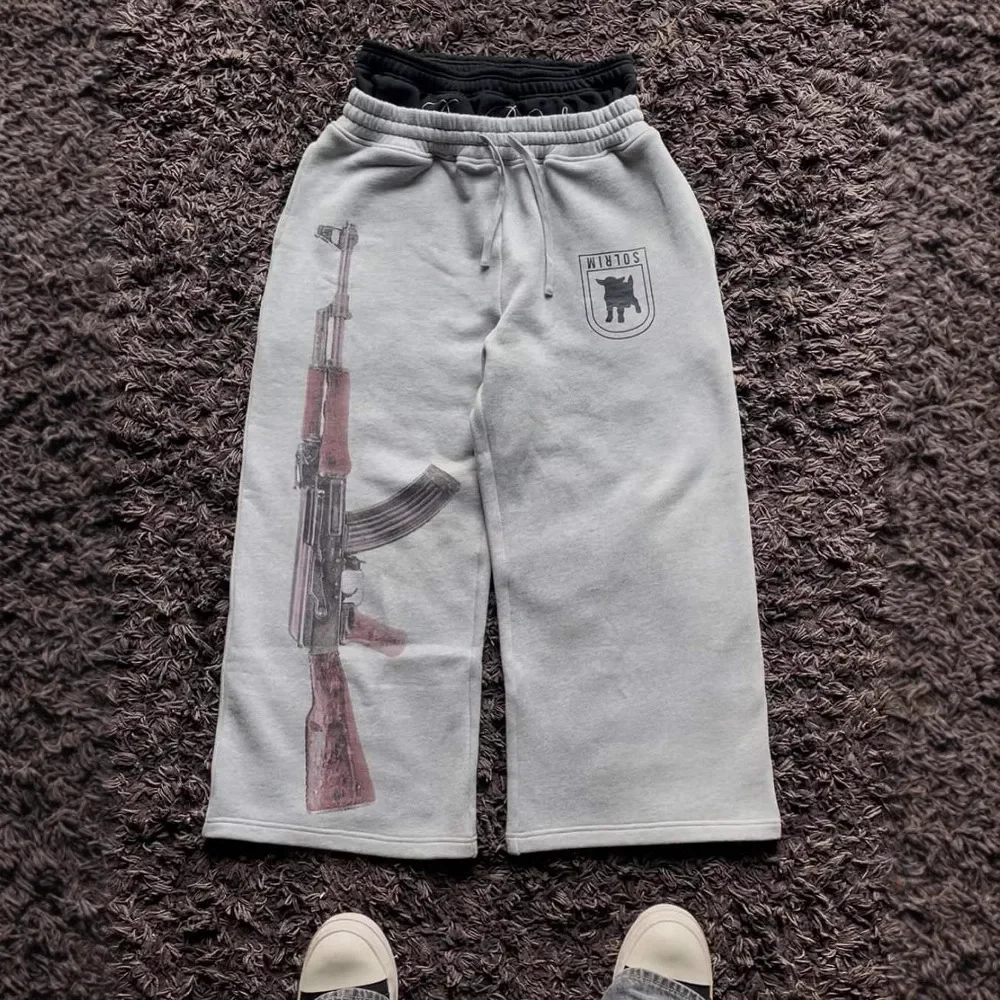 

Fmxires 2025 New European and American Cross Border Y2K Harajuku Loose Double Waist Embroidered Street Couple's Baggy Pants
