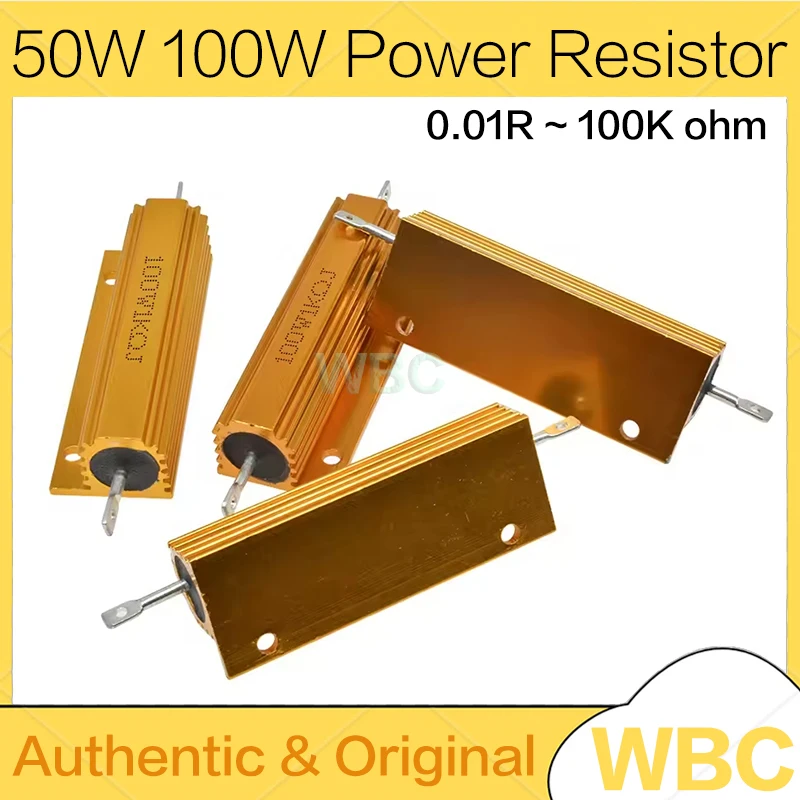 RX24 50W 100W Aluminum Power Metal Shell Case Wirewound Resistor 0.01R~100K 1 0.5 1 2 4 6 8 10 20 150 500 1K 10K ohm resistance