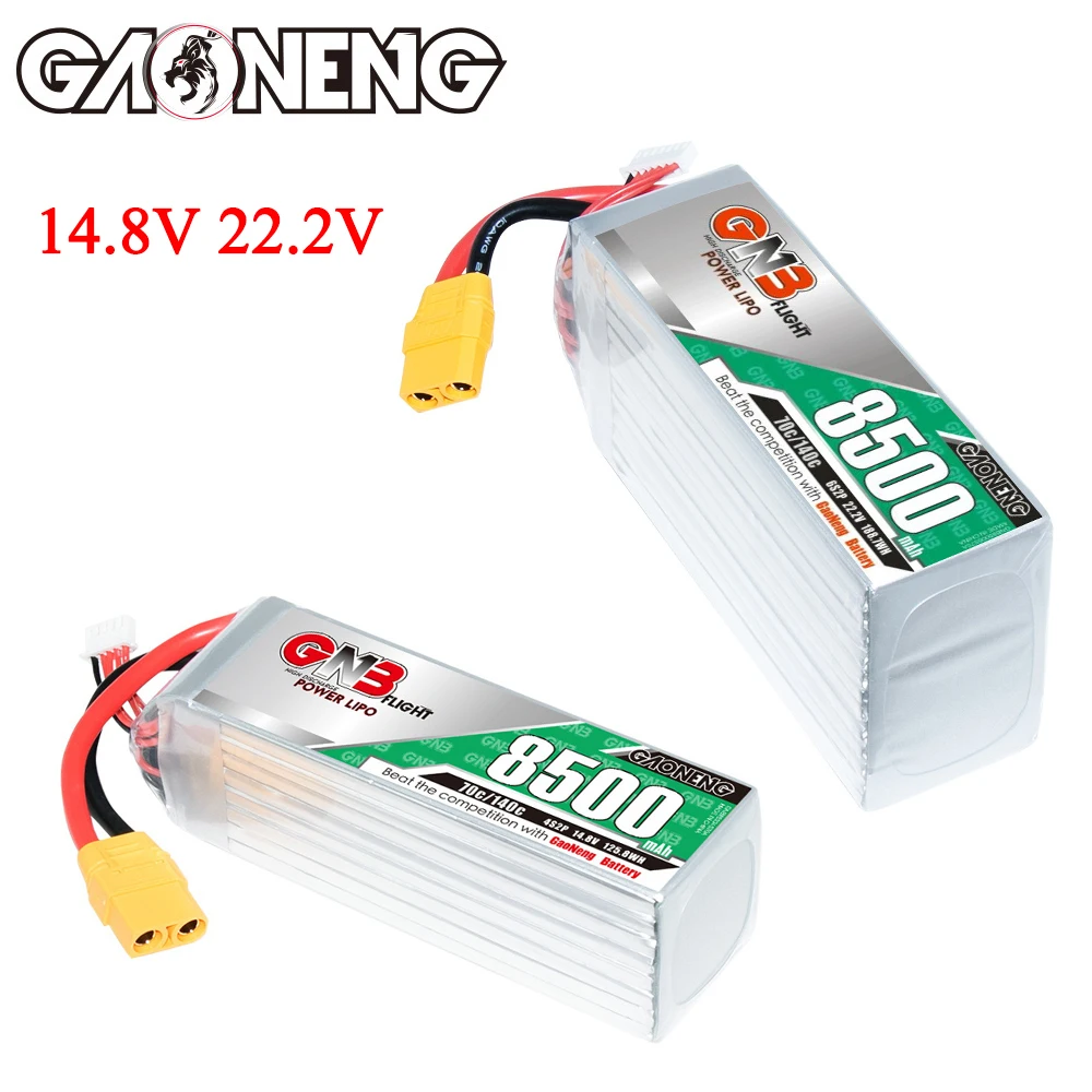 

GNB 4S 6S 14.8V 22.8V 8500mAh 140C Lipo Battery For RC Quadcopter Helicopter FPV Drone Car Boat Parts 14.8V Rechargeable Battery