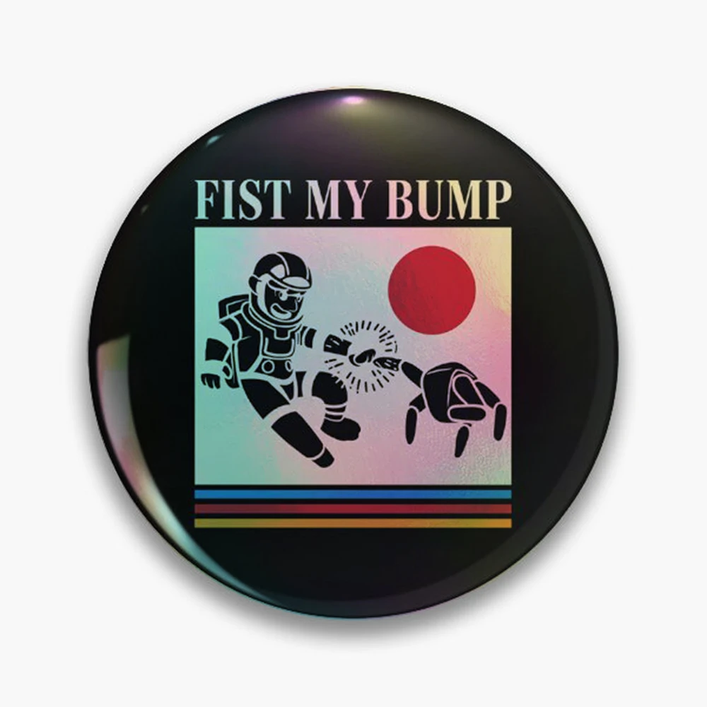 Fist My Bump Jazz Hands Rocky Project Hail Mary Pin Holographic Star Heart Pin Brooches Laminated Button Fashion Accessory