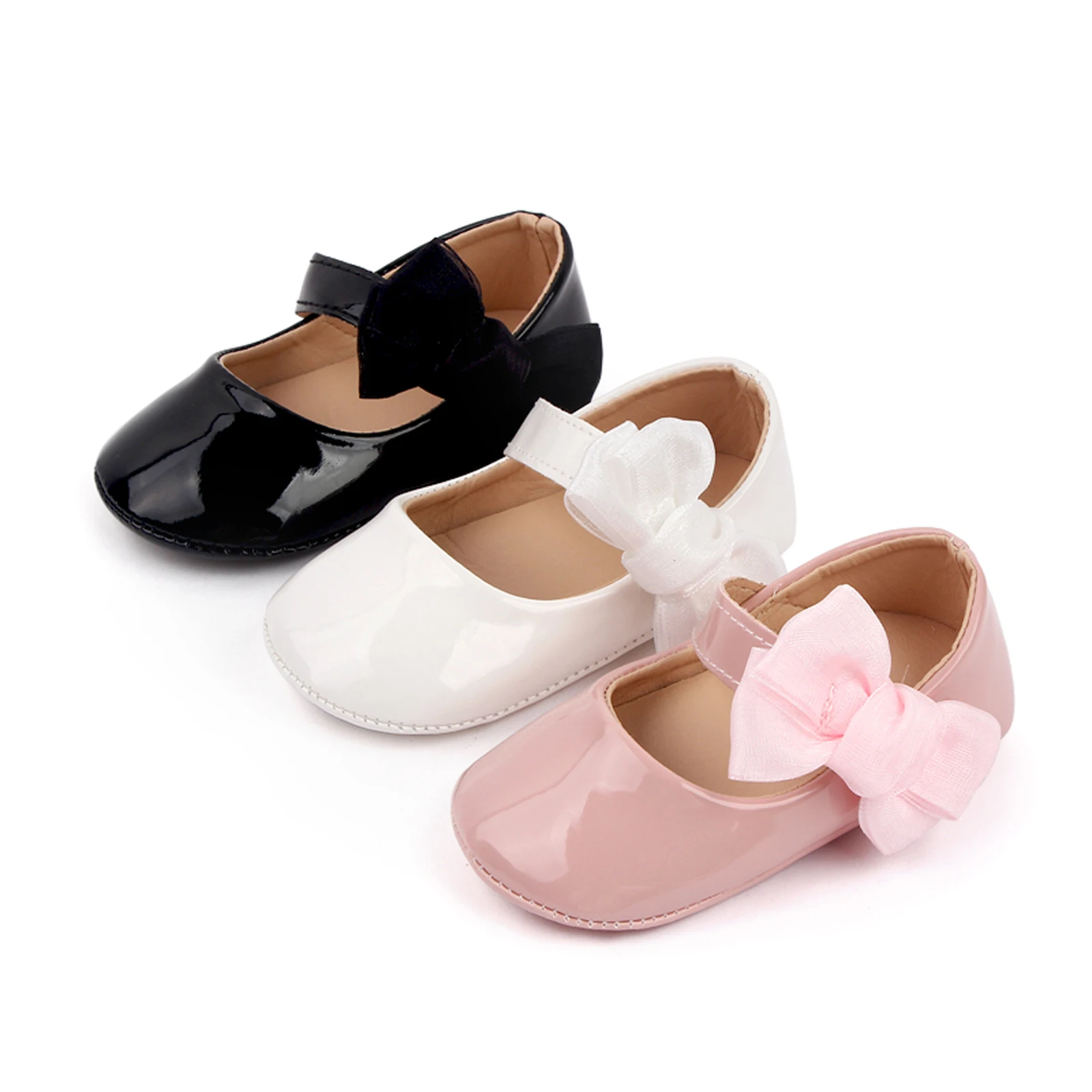 Meninas do bebê Mocassins Bonito Macio Sole Bowknot PU Flats Couro Sapatos Primeiros Caminhantes Não-Deslizamento Princesa