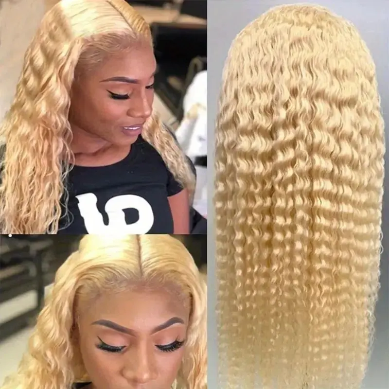 150 Density 613 Blonde 13x6 Lace Frontal Wig 13x4 Lace Front Blonde 24 40 Inches Deep Wave Glueless Curly  Human Hair Wig