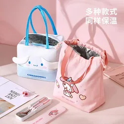 Hello Kitty Kuromi Cinnamoroll Cartoon Cute Large Capacity Tote Bag Lunch Bag Creative Kawaii Thickened Portable Insulated Bag
