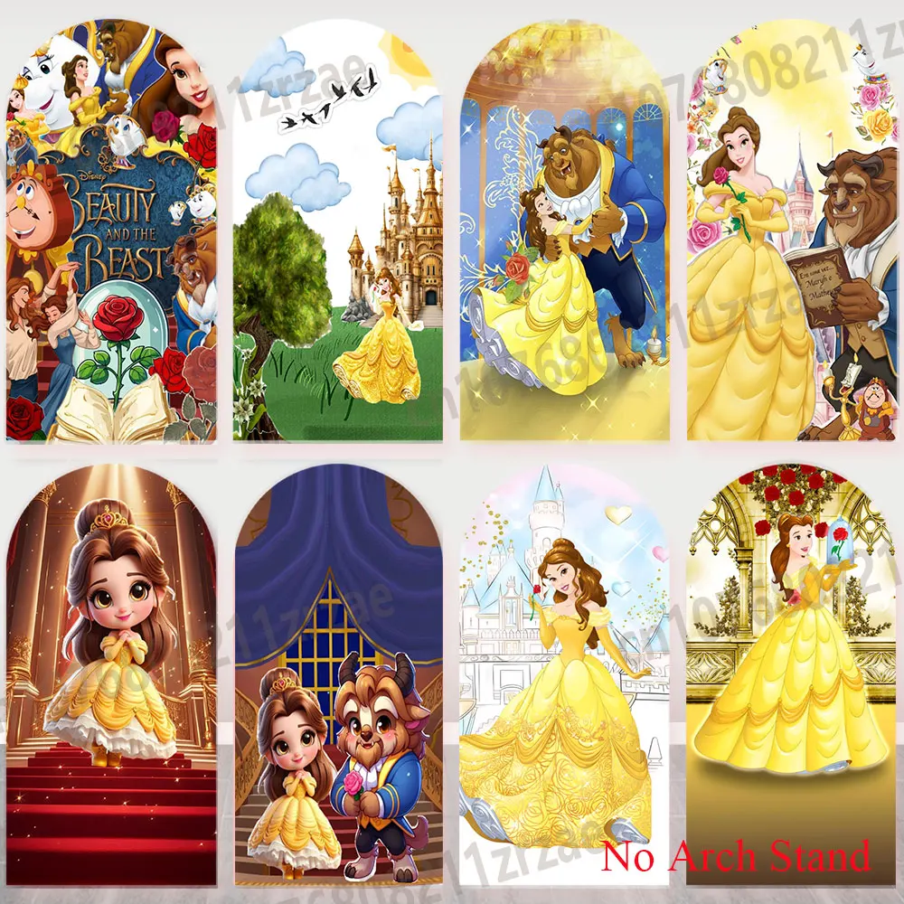 

Arch Beauty and the Beast Backdrop Princess Belle Kids Girls Birthday Backdrop Outdoor Party Banner Photography Props Decoration