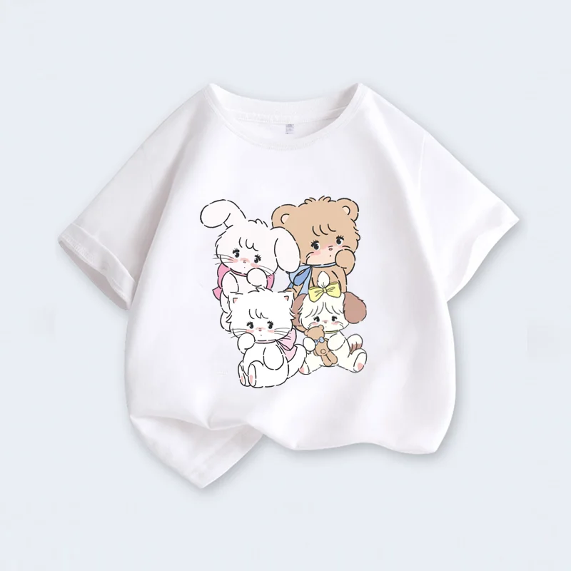 Reine Baumwolle Kinder-T-Shirt 2026 Sommer Großohr-Hund Cartoon-Druck Lässiges Eltern-Kind-Outfit Herren- und Damen-Kurzarmshirt