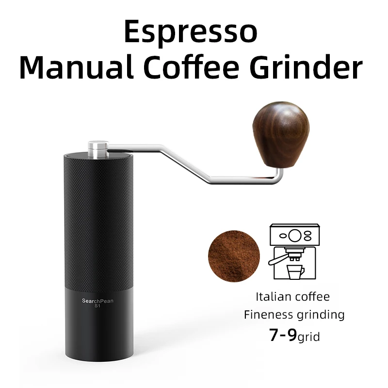 SearchPean  S1Espresso Manual Coffee Grinder/Tiny2s  Steel Burr Hand Grinder Light And Convenient Suitable For Home & camping