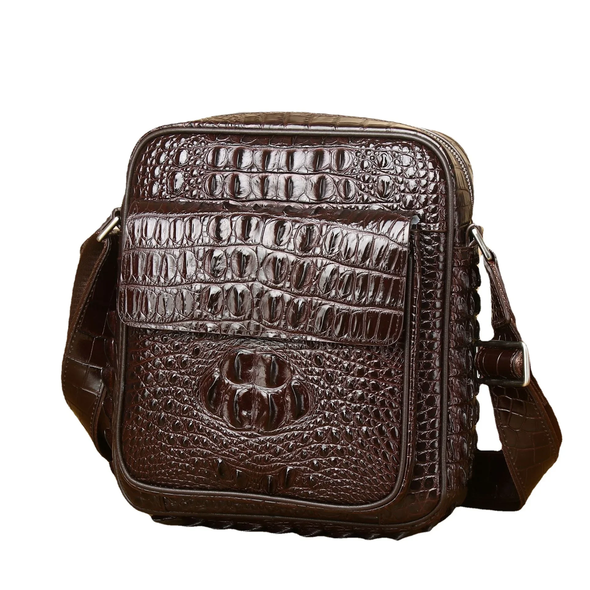 2024 New Luxury Men's Handbags Cow Genuine Leather Male Shoulder Bag Crocodile Pattern Crossbody Bag Boy Brand Messenger Bags