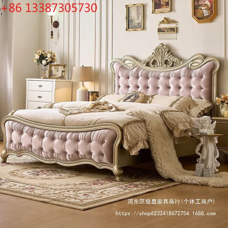 

Американская кровать из массива дерева в стиле лайт-люкс, двуспальная, современная, простая, для главной спальни, двуспальная кровать в стиле принцессы