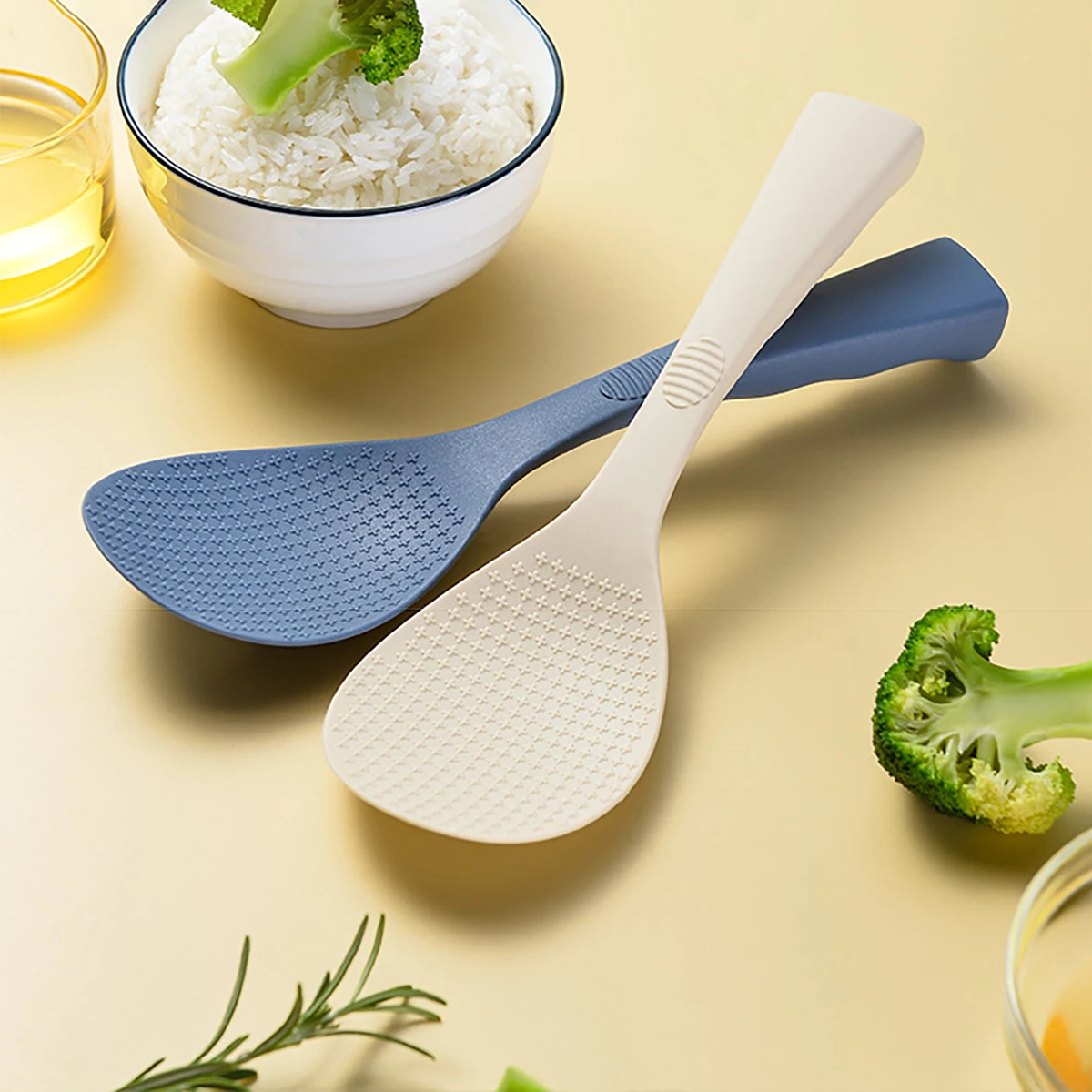 

1pc Silicone Standing Rice Spoon Household Rice Cooker Serving Rice Spoon High Temperature Resistant Non-stick Rice Spoon