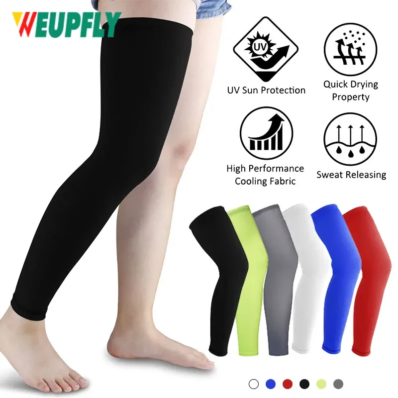 WEUPFLY 1Pcs Compression Leg Warmers Basketball Football Cycling Socks Knee Calf Sleeves UV Sun Leg Warmers Men Women