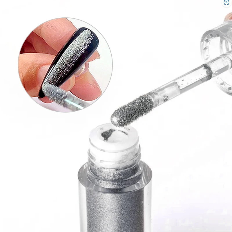 Silver Gold Semi-Solid Magic-Mirror Nail Glitter Powder Metallic Effect Nail Art Dust Gel Polish Chrome Manicure Nail Decoration