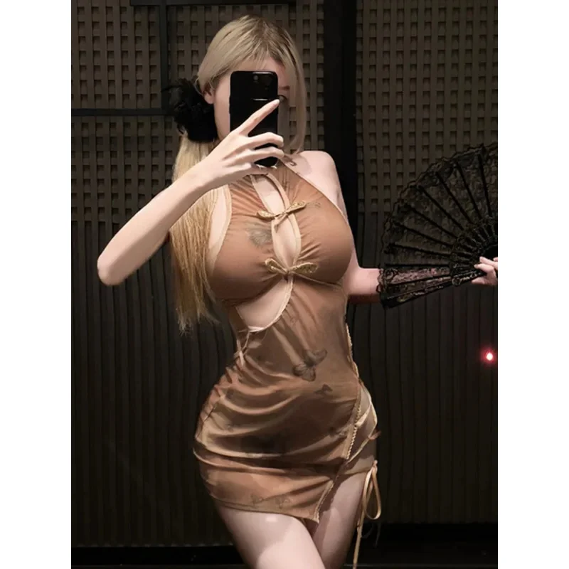 Nuevo conjunto de estilo chino para mujer, disfraz erótico Sexy de puro deseo con diseño de mariposa, elemento transparente, novedad de 2026