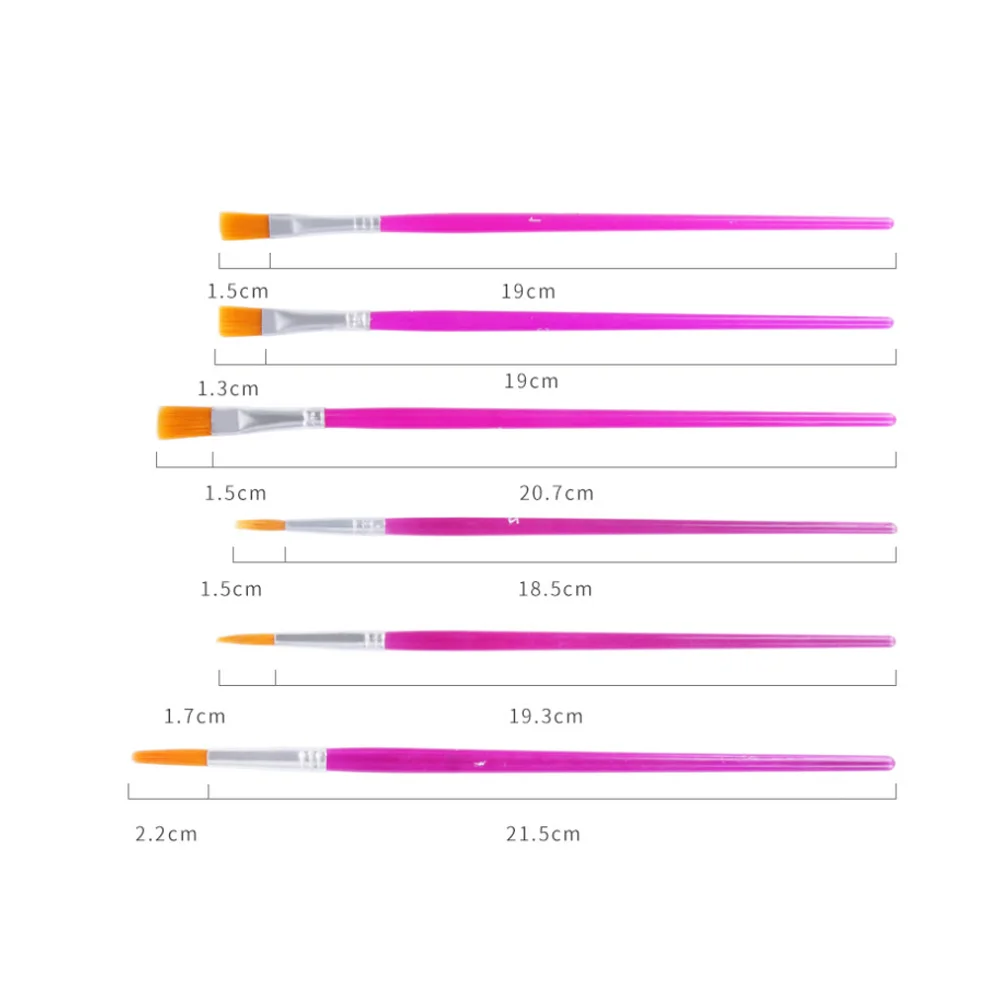 Juego de pinceles para pintura al óleo, varilla de plástico de nailon, punta redonda y puntiaguda, perfecto para decoración de pasteles tallados, 6 uds.