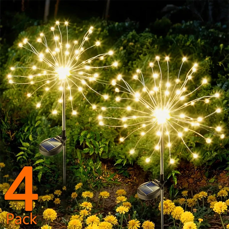 

Solar Garden Lights Outdoor: Bendable Copper Wire Firework Beads - Waterproof DIY Decorating for Yard Patio Path Gardening Gifts