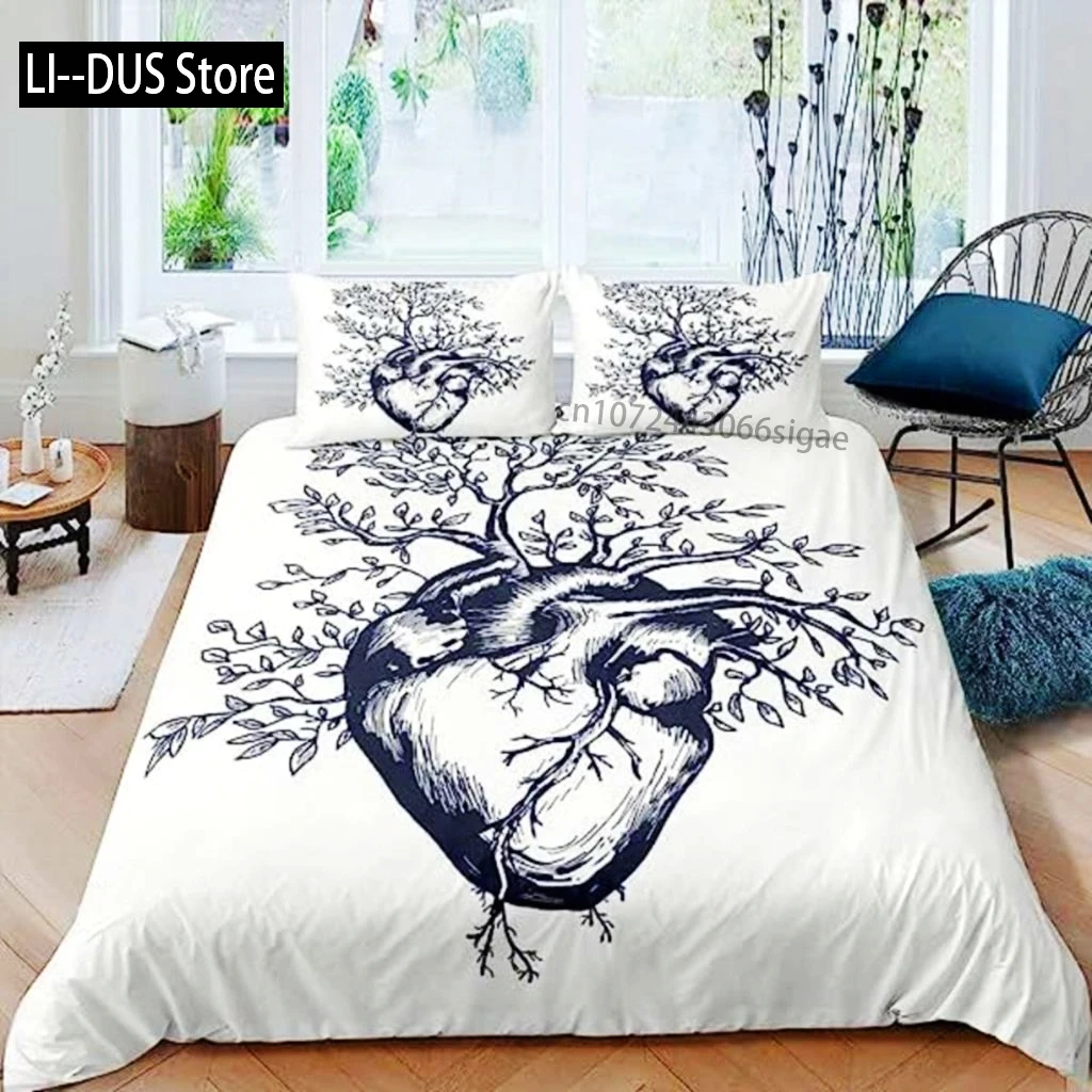 

Duvet Cover Colorful Tree Of Life Bohemian Bedding Set For Adults Child Exotic Skull Moth Comforter Cover Trippy Sun And Moon