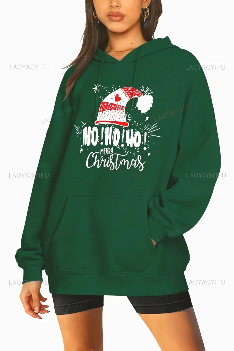 HO عيد الميلاد البلوز عيد الميلاد HO هوديي مضحك نمط سترة المرأة السترة قميص رياضي لباس غير رسمي ملابس النساء