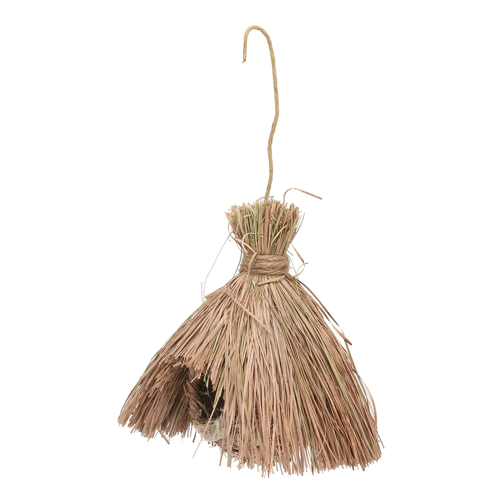 

1pc Hanging Bird Nest Solid Wood Grass Weaving Drop-Shaped Shelter For Birds Breeding Nest Decor Garden Cage Ornament Straw