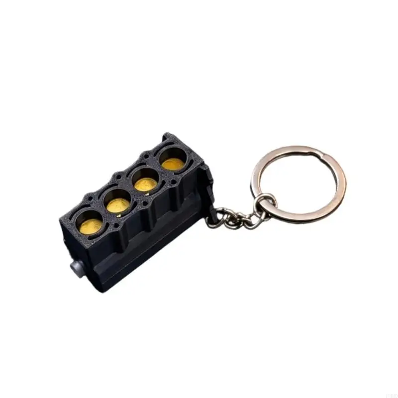  Collectible Metal Look Engine Keychain with Working Piston Mechanism for Fidgets