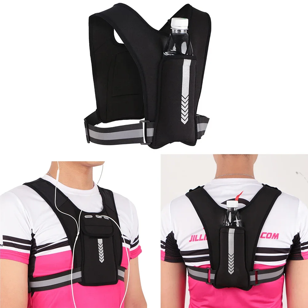 

Running Backpack Reflective Vest Package Multifunctional Sports Phone Holder Water Bottle Bag Chest Pack for Outdoor Sports