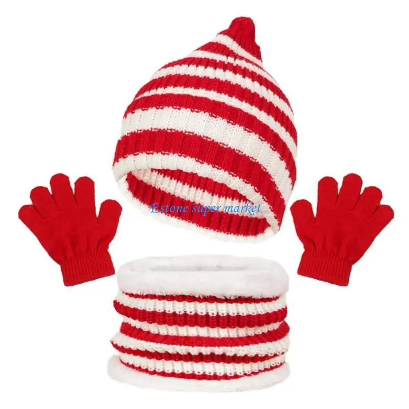 090B Unisex Kids Winter set Knit Hat with Scarf & Gloves Set Kids Winter Essential
