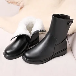 AIYUQI Women Winter Boots Non Slip 2024 New Genuine Leather Women Ankle Boots Natural Wool Warm Large Size Mom Snow Boots Women