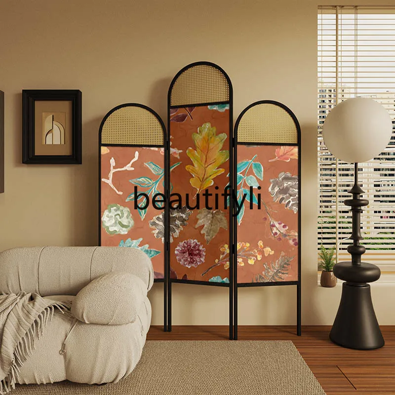 

French Chinese style fallen leaf screen partition porch block entry living room household solid wood folding screen movable