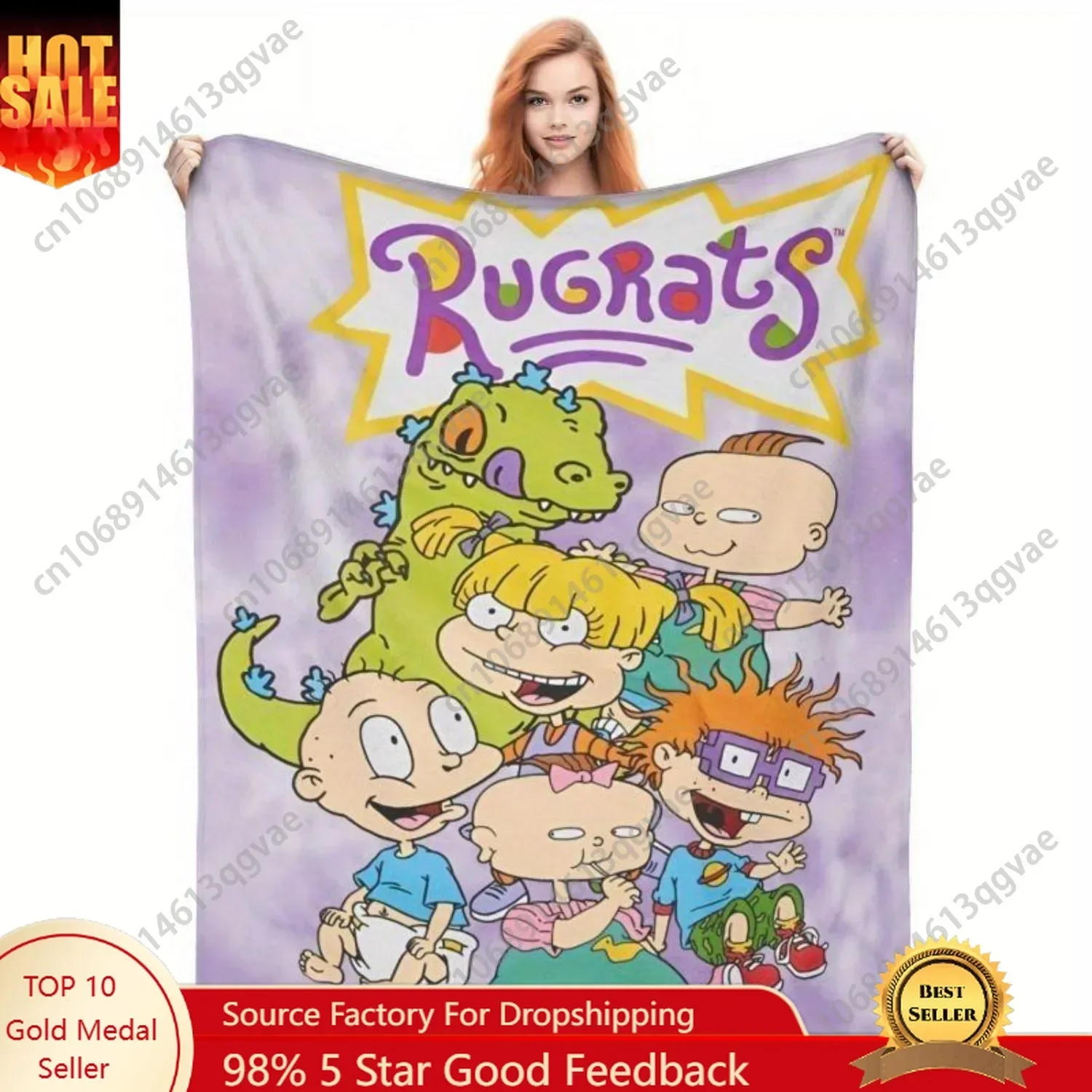 1 Rugrats Character Flannel Blanket Soft Machine Washable All-season Comfort Versatile Homeware for Sofas and Beds