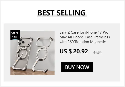 Eary 9-Shaped Phone Case for iPhone 18 17 Pro Max for Magsafe With 90° Lens Holder Stand Metal Frameless Bumper Anti-Drop Shells