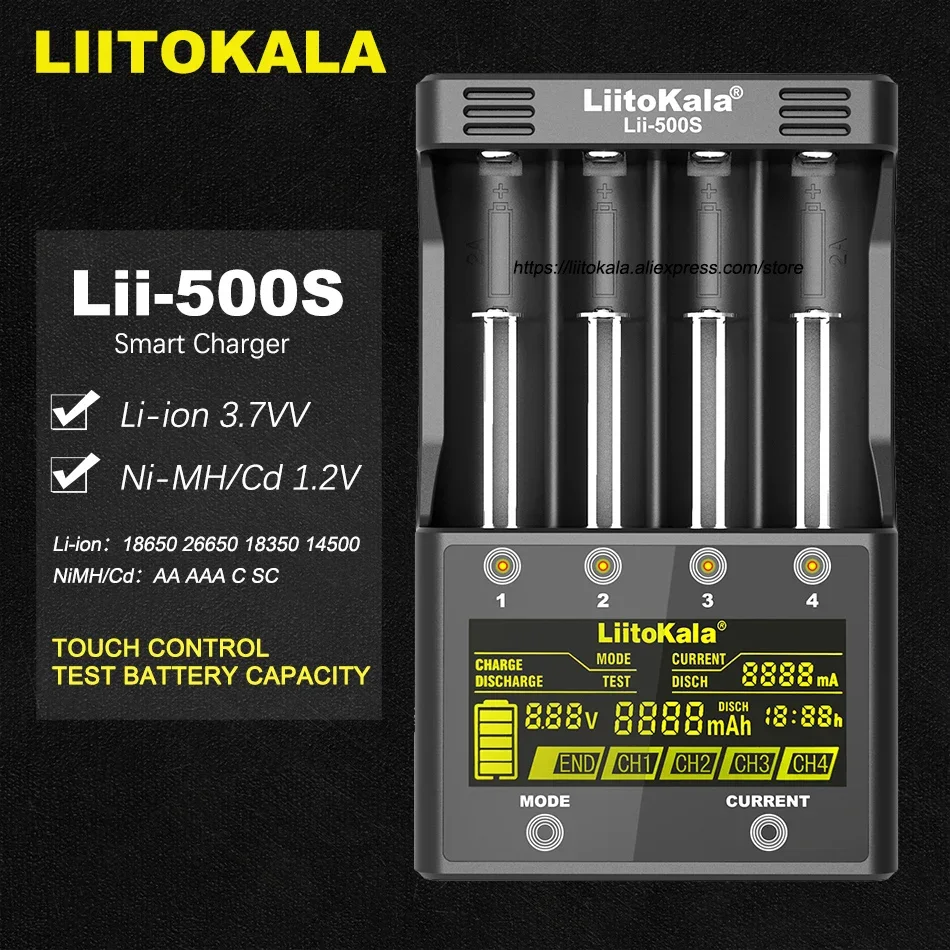 Liitokala Lii-500 Lii-PD4 Lii-500S Lii-600 LCD 3.7V 18650 18350 18500 21700 20700  14500 26650 AA NiMH lithium-battery Charger