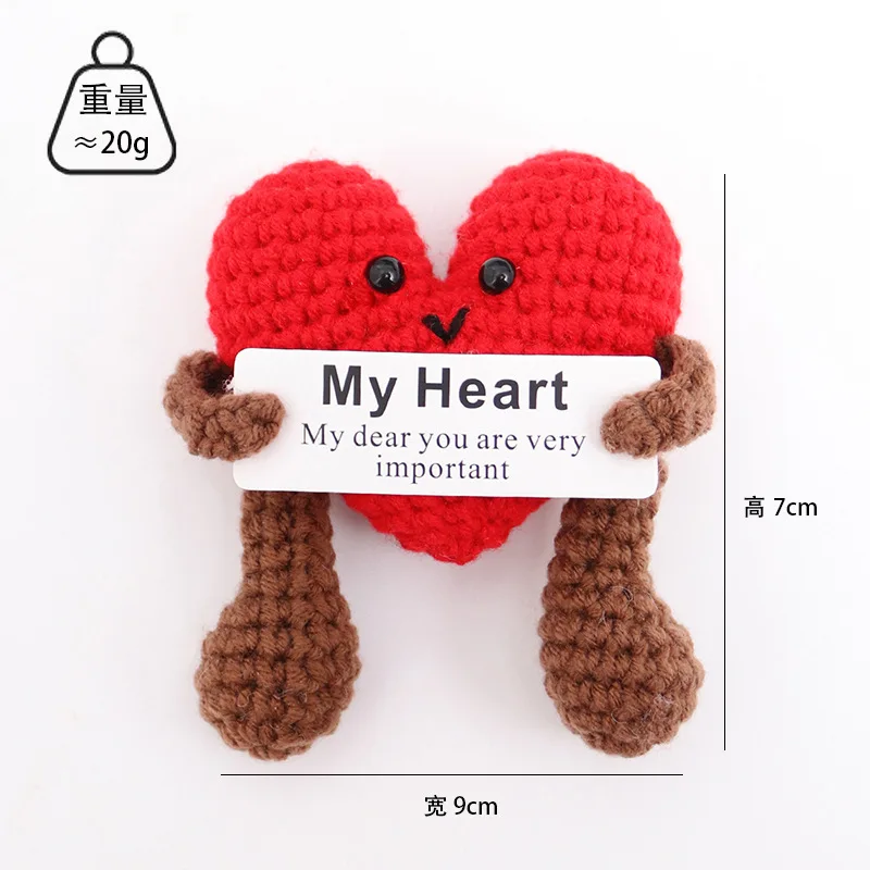 

Positive Energy Potato Heart Hug Pocket Mini Handmade Plush Wool Knitting Doll with Card Funny Christmas Gift Home Room Decor