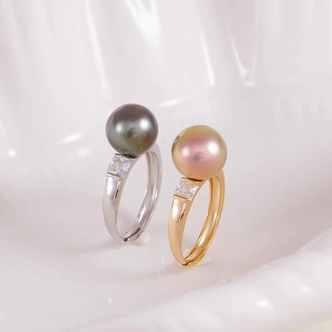 

S925 Sterling Silver Adjustable Finger Ring Mountings Base Setting Findings Jewelry Components for 11-12mm Pearls 3pcs/lot