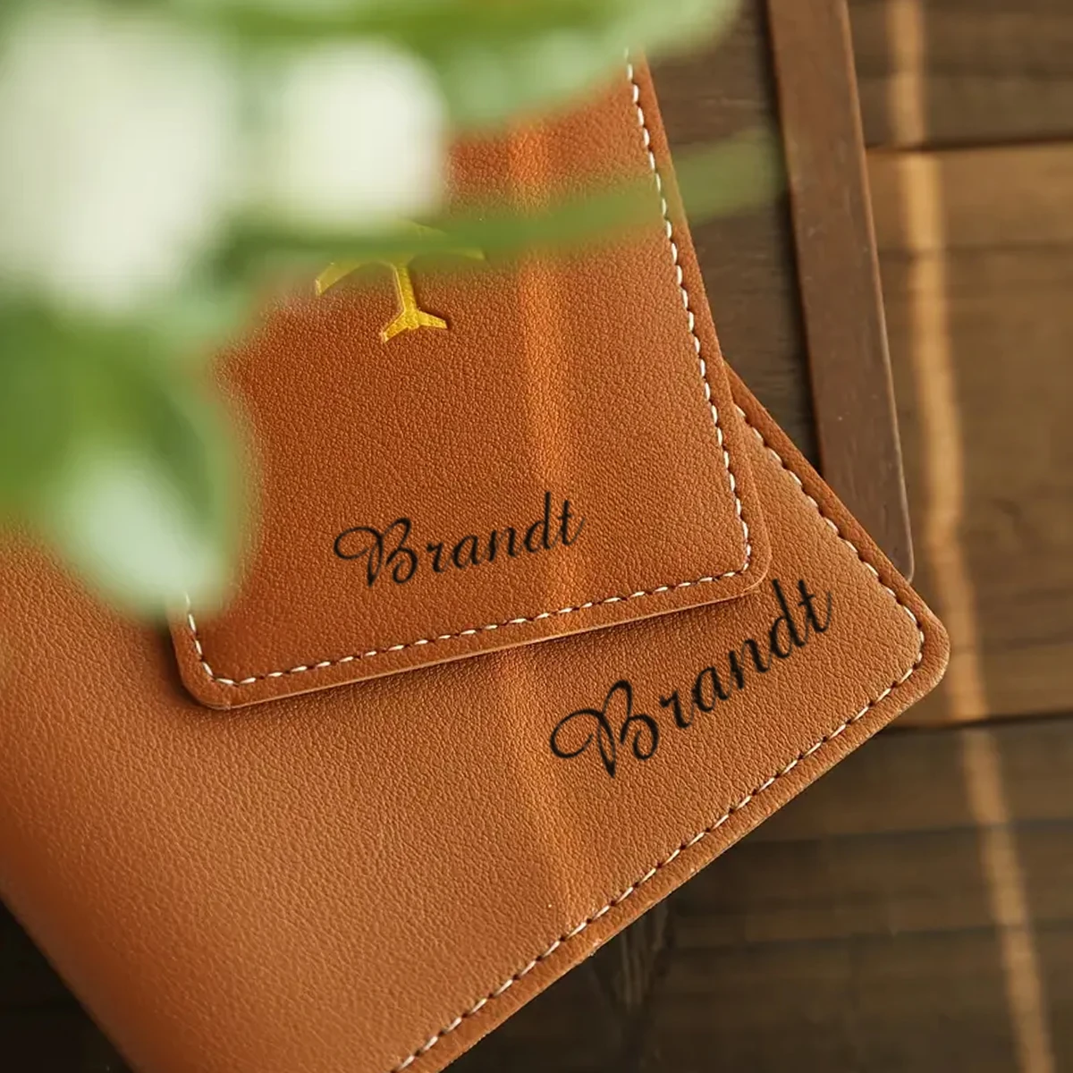 2-piece customized name, passport clip, luggage tag, hot stamping letters, travel set, artificial leather folding passport set,