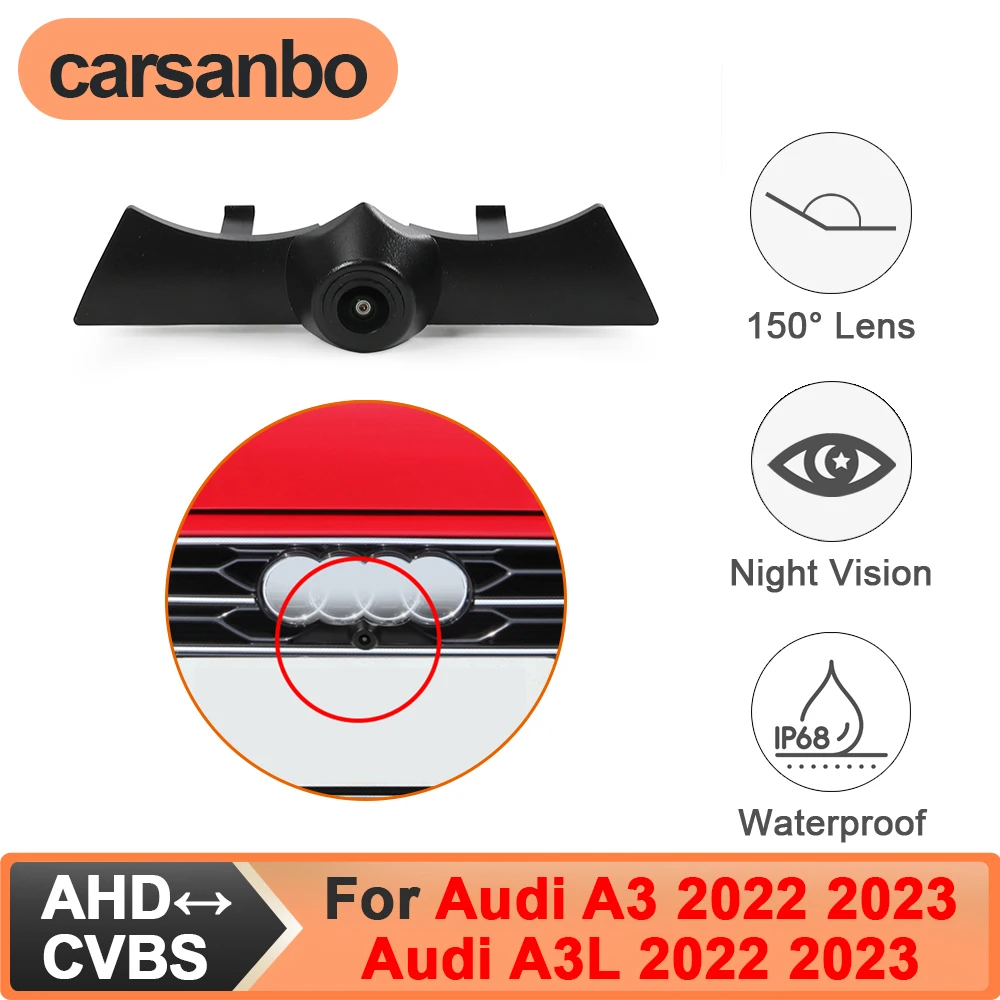 

Carsanbo Fit for Audi A3 A3L 2022 2023 Car Front View Camera CCD AHD 150° Waterproof Fisheye Lens Night Vision Vehicle Cameras