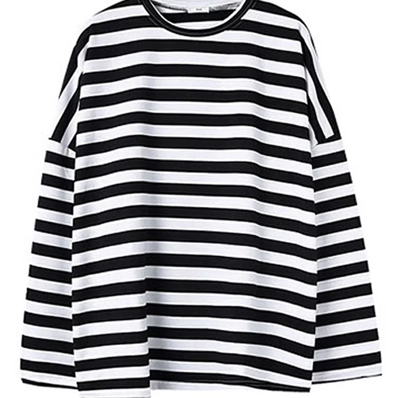 

Oversized Striped T-irt Spring Autumn Women Harajuku Sle Japanese Faion Casual Loose Fit Tee for Men Other Materials