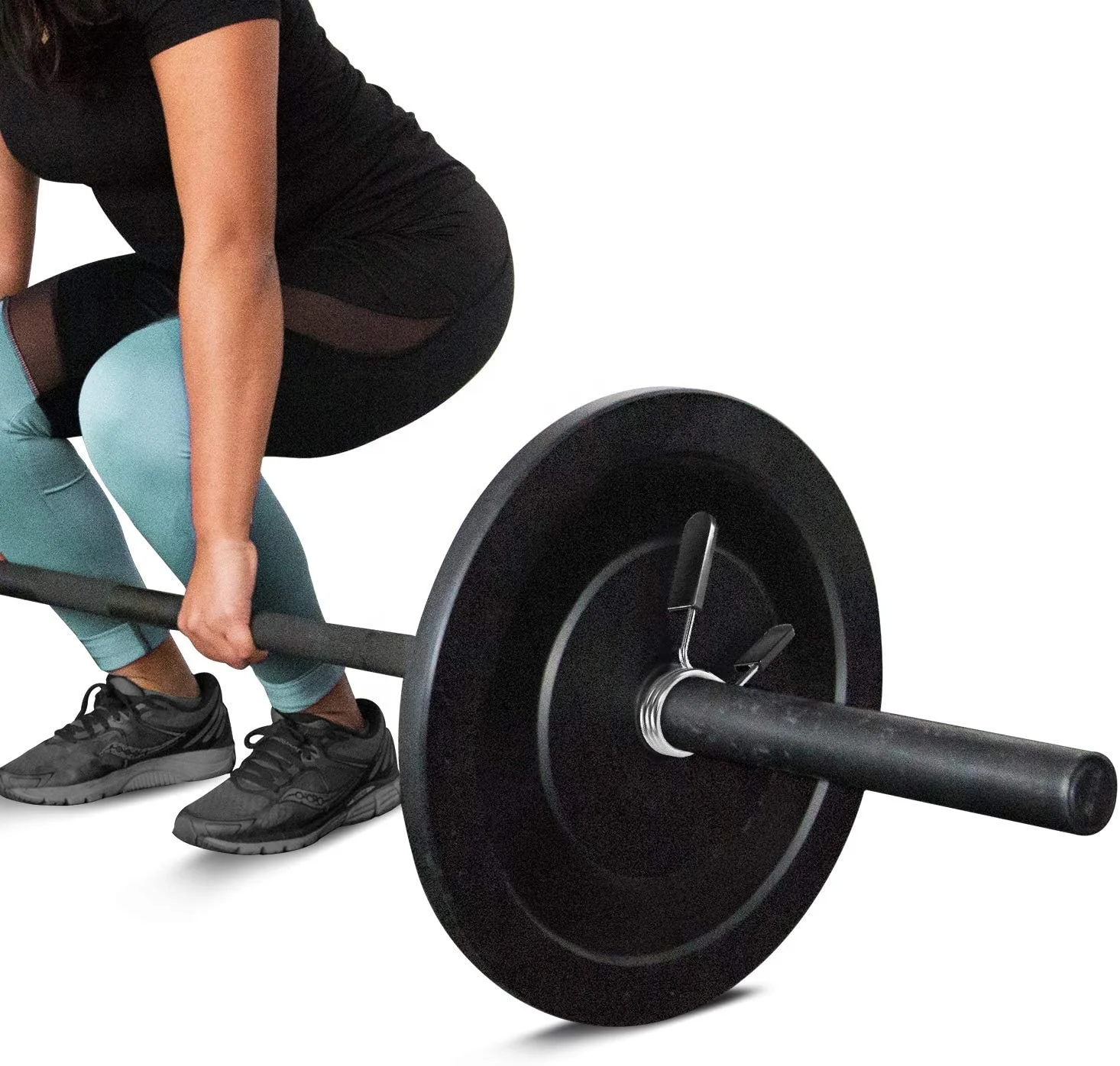 ที่จับมือแบบสปริงโลหะ แรงบีบสูง/ปลอกล็อคบาร์เบลพร้อมด้ามจับพลาสติกสำหรับแผ่นน้ำหนัก