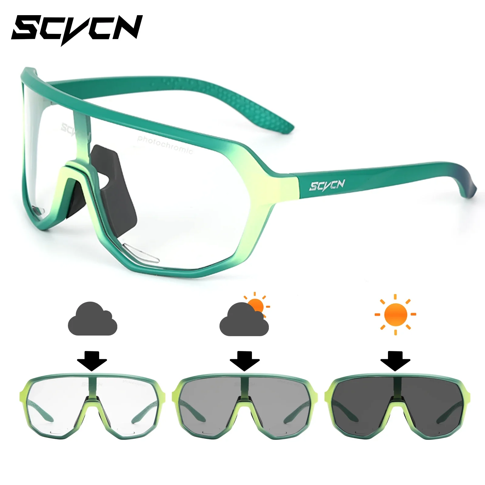 SCVCN Cycling Glasses Cycling Sunglasses UV400 Photochromic Bicycle Eyewear Sports MTB Outdoor Bike Goggles Man Eyepieces