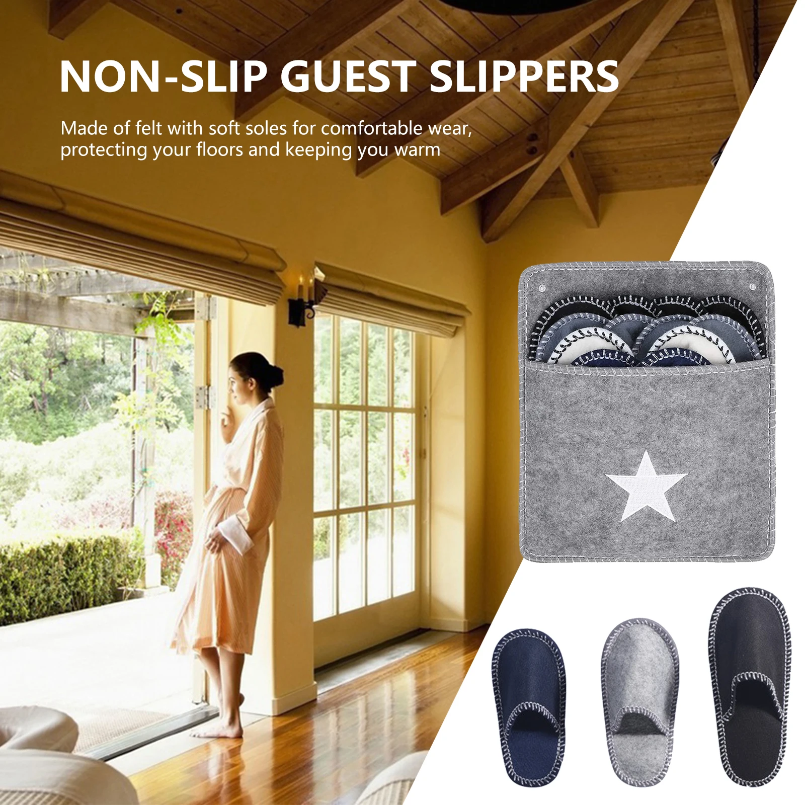 6 Pairs Disposable Slippers with Non-Slip Sole Closed Toe Unisex Slippers for Shoeless Home for Bedroom Wedding Party Travel