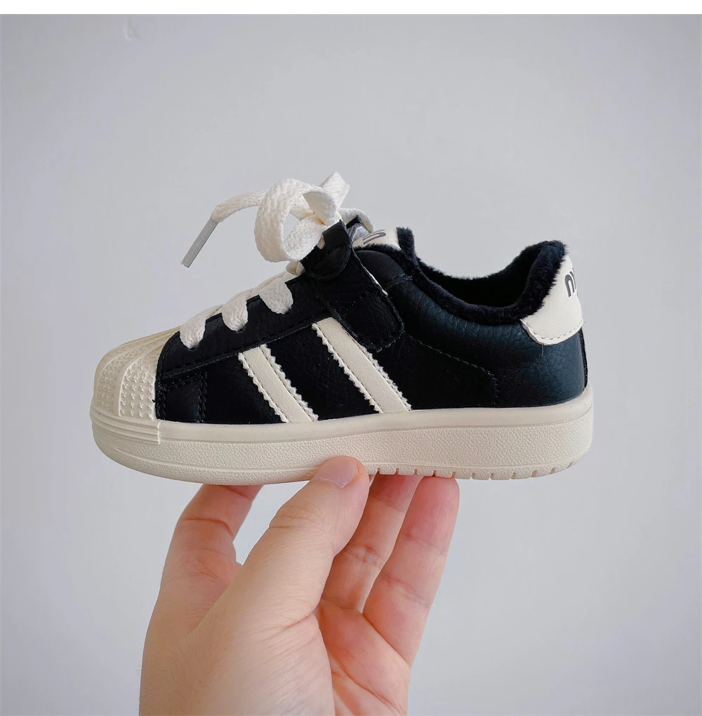 Toddler baby winter warm casual shoes boys and girls plush soft bottom outdoor sports shoes children\'s shoes kids canvas shoe