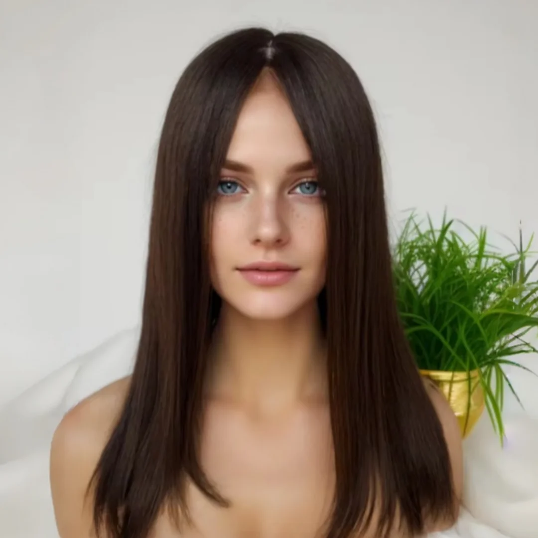 

Soft Long Brown Glueless Straight 5x5 Silk Base Jewish Human Hair With BabyHair HD Lace European Hair Preplucked