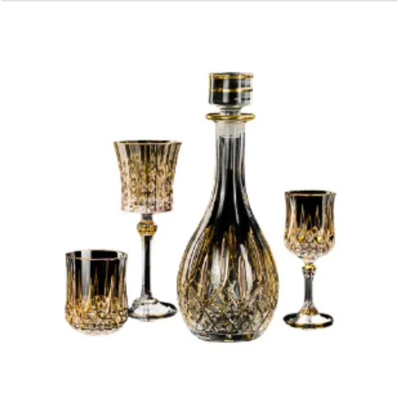 

Light luxury French imported gold-painted whiskey glasses, red wine glasses