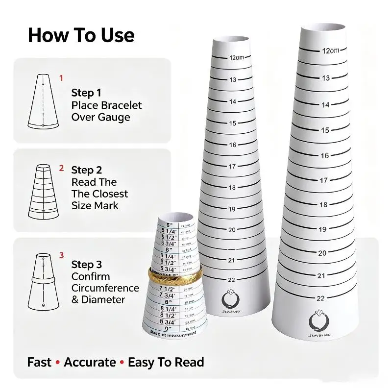 New Bracelet Bangle Sizing Cone Measuring Tool Sizer Gauge Jewelry Making Measurement Cone