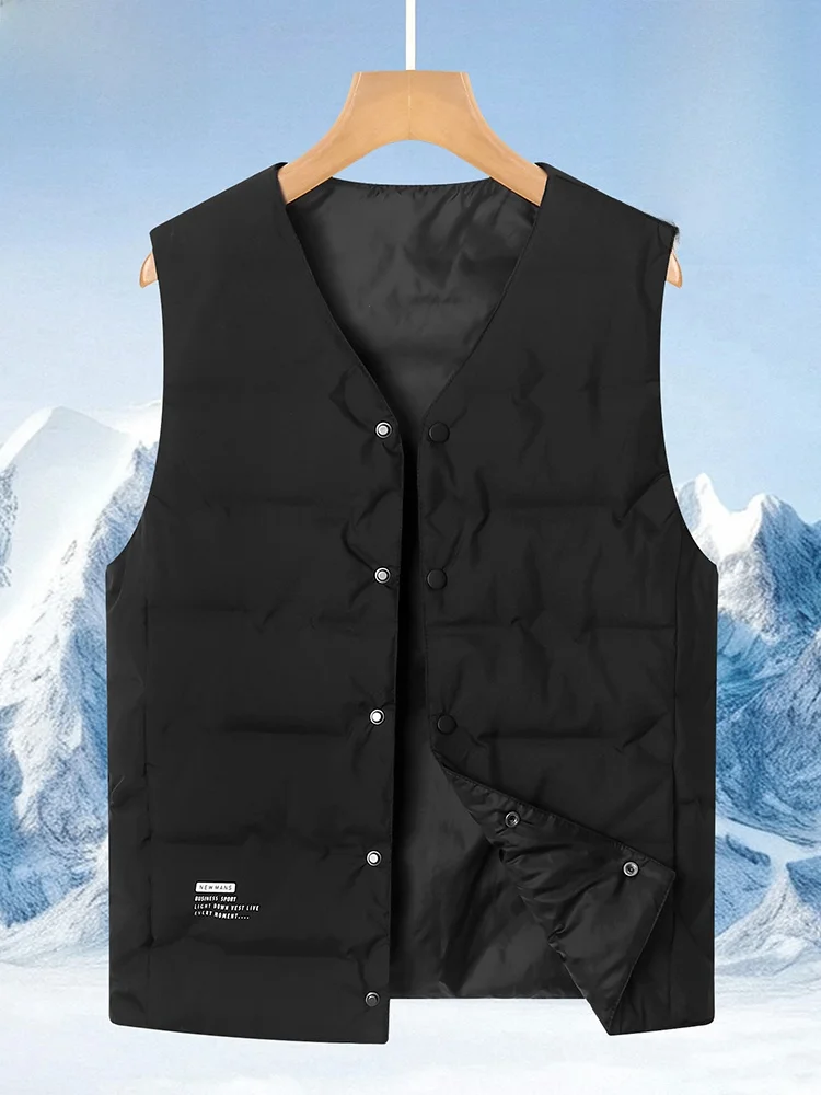 

Легкий пуховый жилет мужской зимний теплый с V-образным вырезом, модный городской стиль для мужчин среднего возраста, внутренняя одежда из полиэфирного волокна