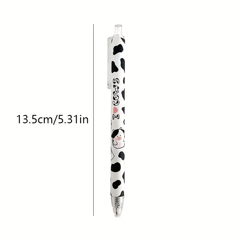 Naughty cow gel pen -6 pieces, fine 0.5mm bullet head, flexible and smooth black ink, suitable for precise writing and drawing