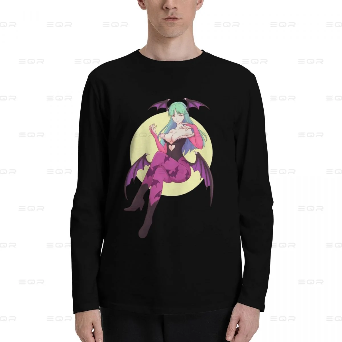 Morrigan Aensland men Cotton Digital Direct Spray printed long sleeved T-shirt,Darkstalkers fashion Unisex Tees