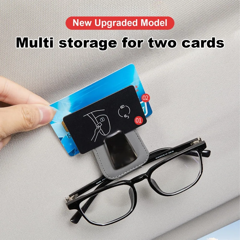 PU Car Sun Visor Glasses Clip Multifunctional Universal Sunglasses Clip Easy to Use Durable Stand Fastener Case